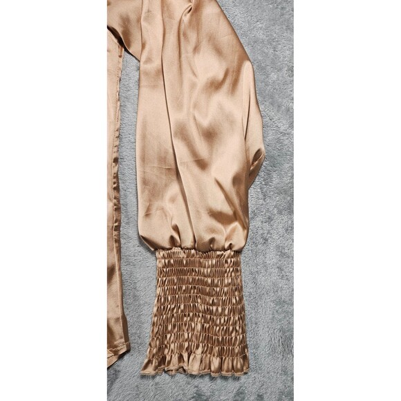 C+D+M Womens Silky Bronze Ruching on Sleeves Sz Medium - Picture 5 of 9